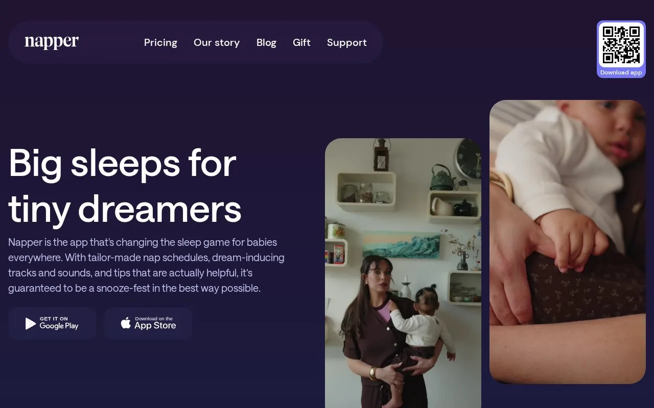 Screenshot of the Napper homepage