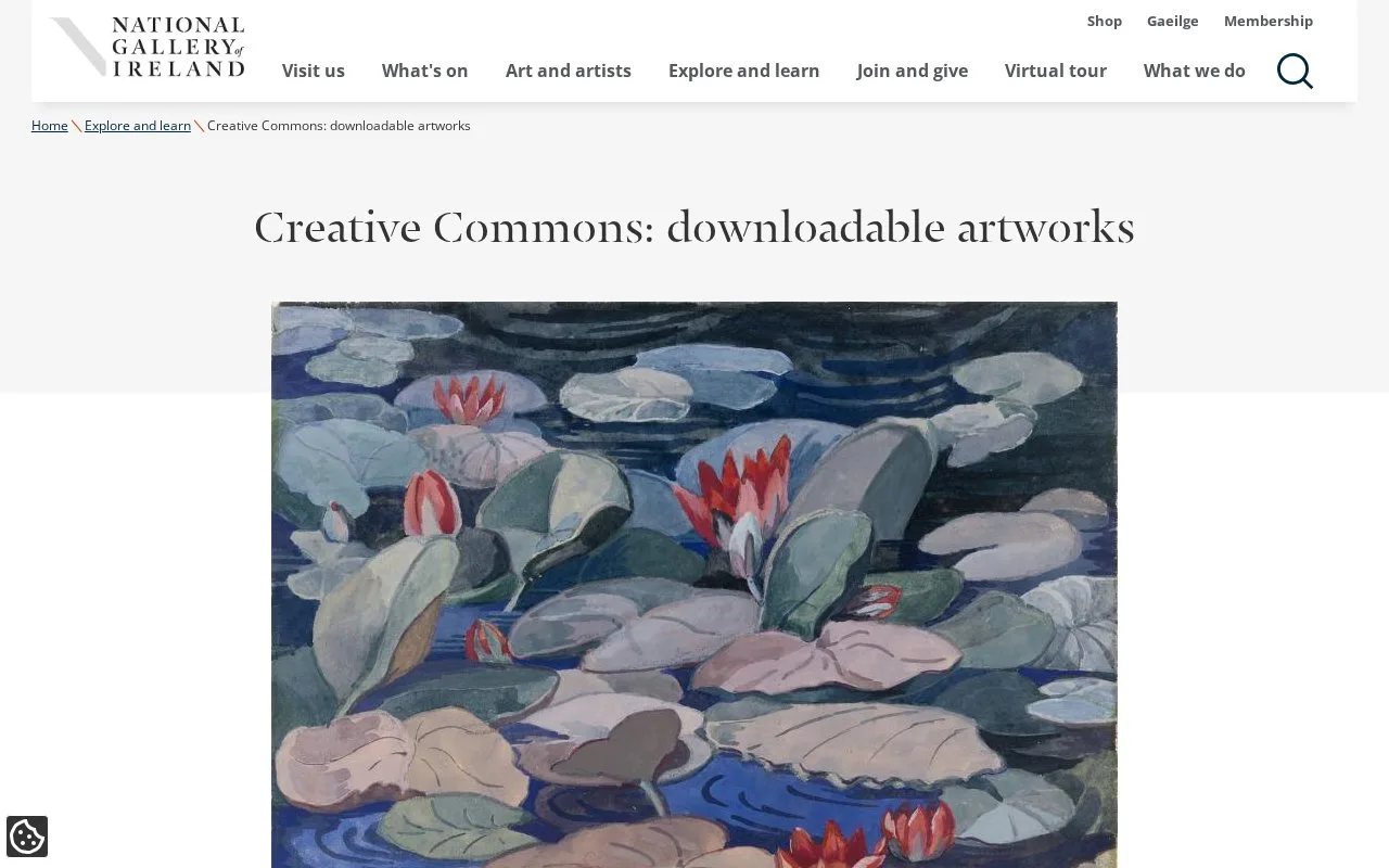 Screenshot of the National Gallery of Ireland Images homepage