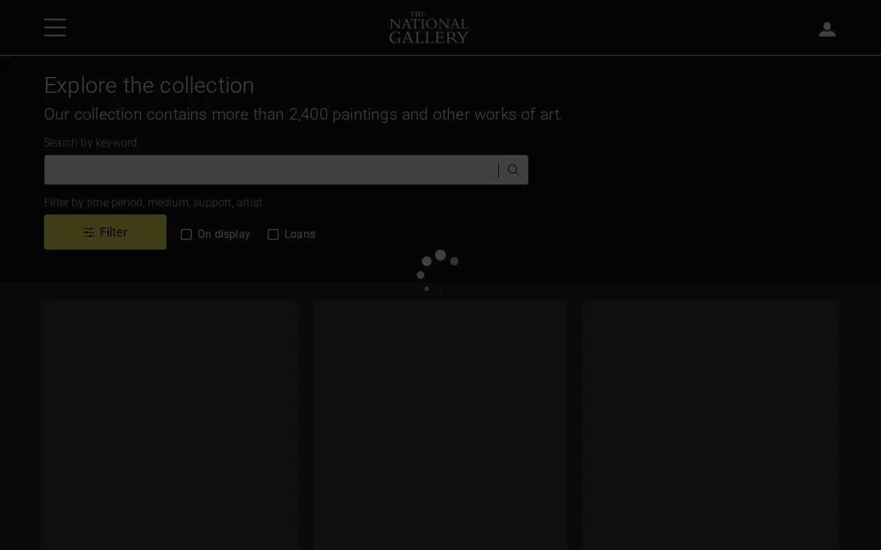 Screenshot of the National Gallery London Images homepage
