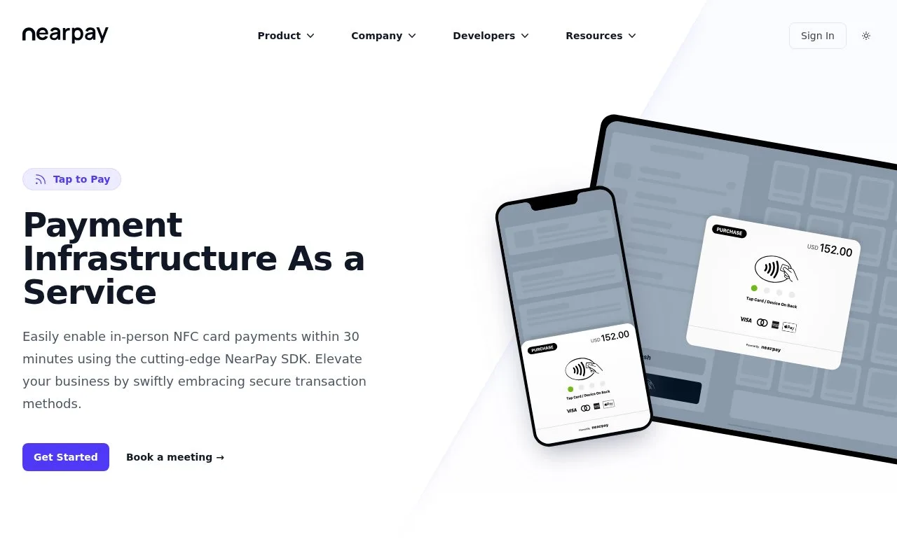 Screenshot of the NearPay homepage
