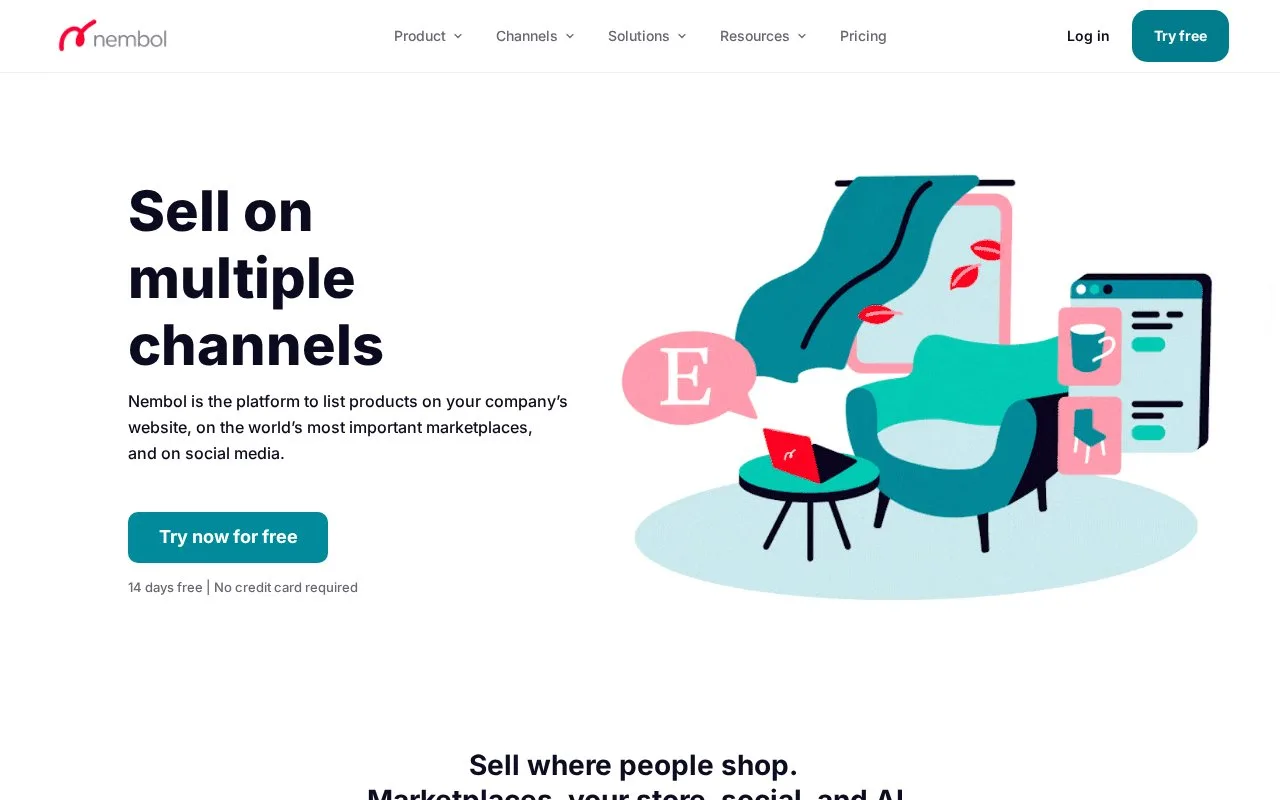 Screenshot of the Nembol homepage