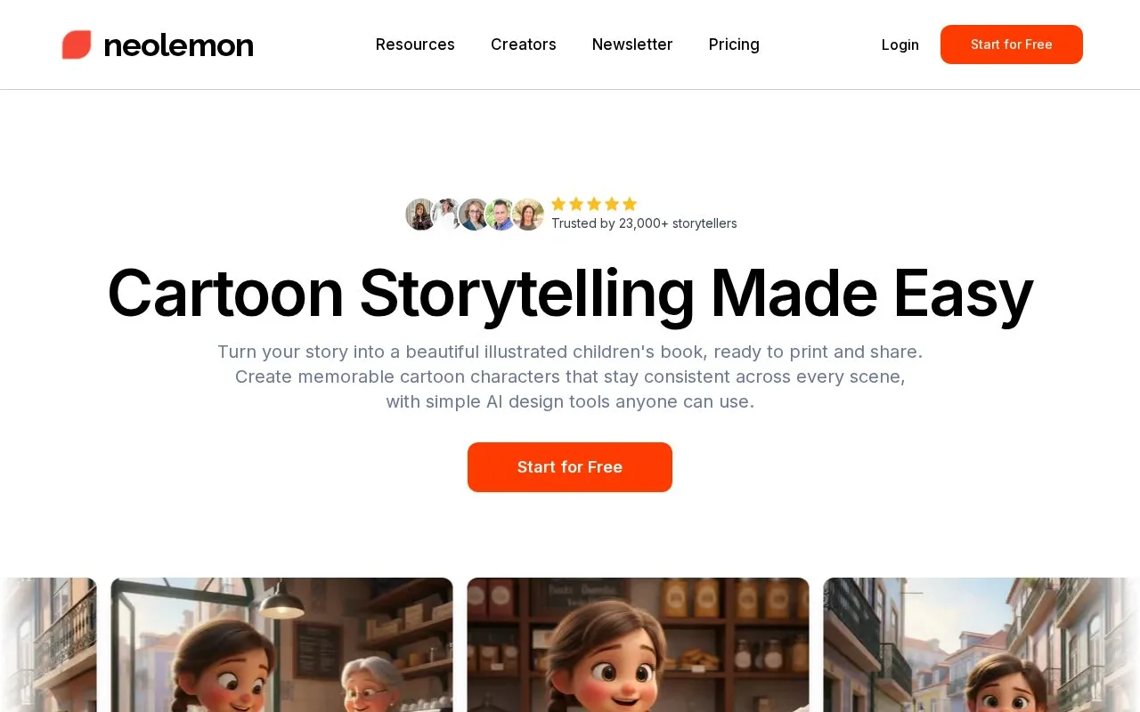 Screenshot of the Neolemon homepage