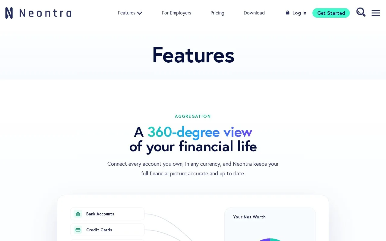 Screenshot of the Neontra homepage