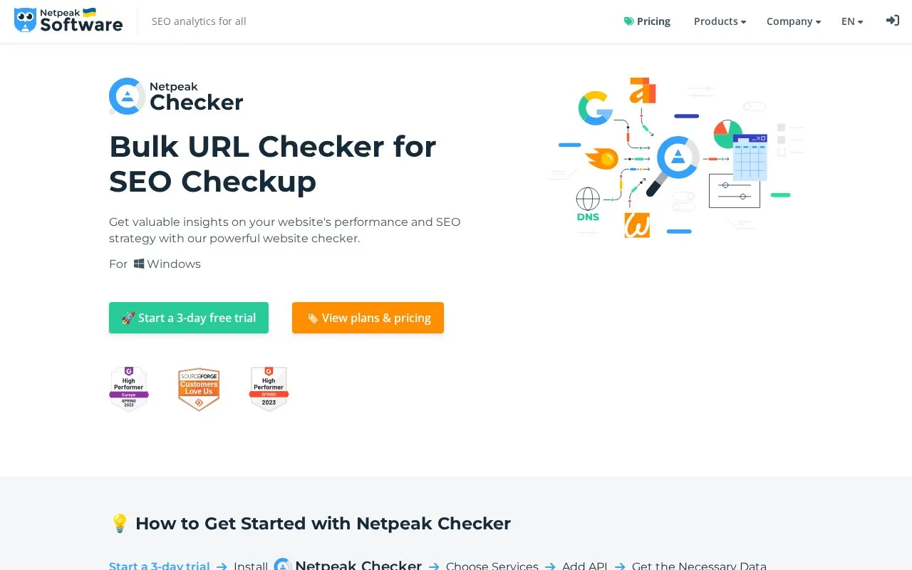 Screenshot of the Netpeak Checker homepage