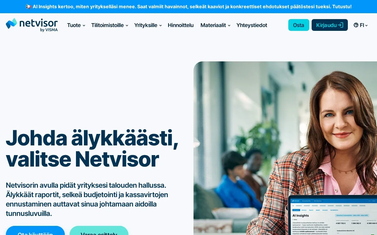 Screenshot of the Netvisor homepage