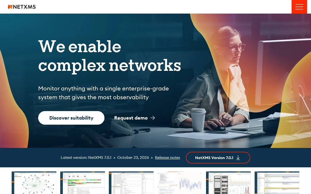 Screenshot of the NetXMS homepage