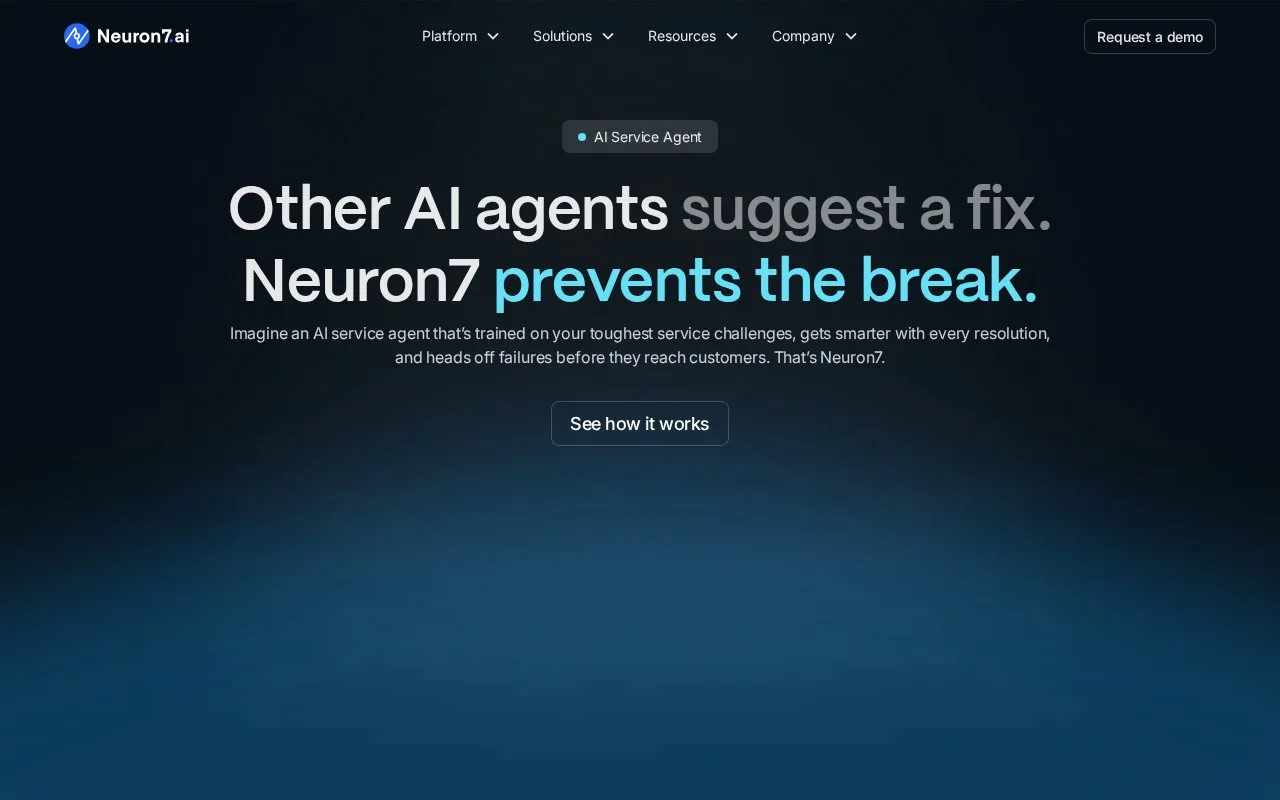 Screenshot of the Neuron7 homepage
