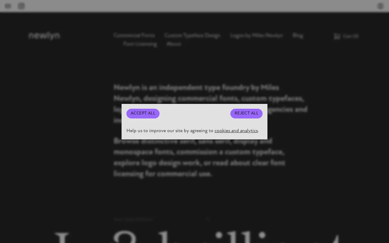 Screenshot of the Newlyn homepage
