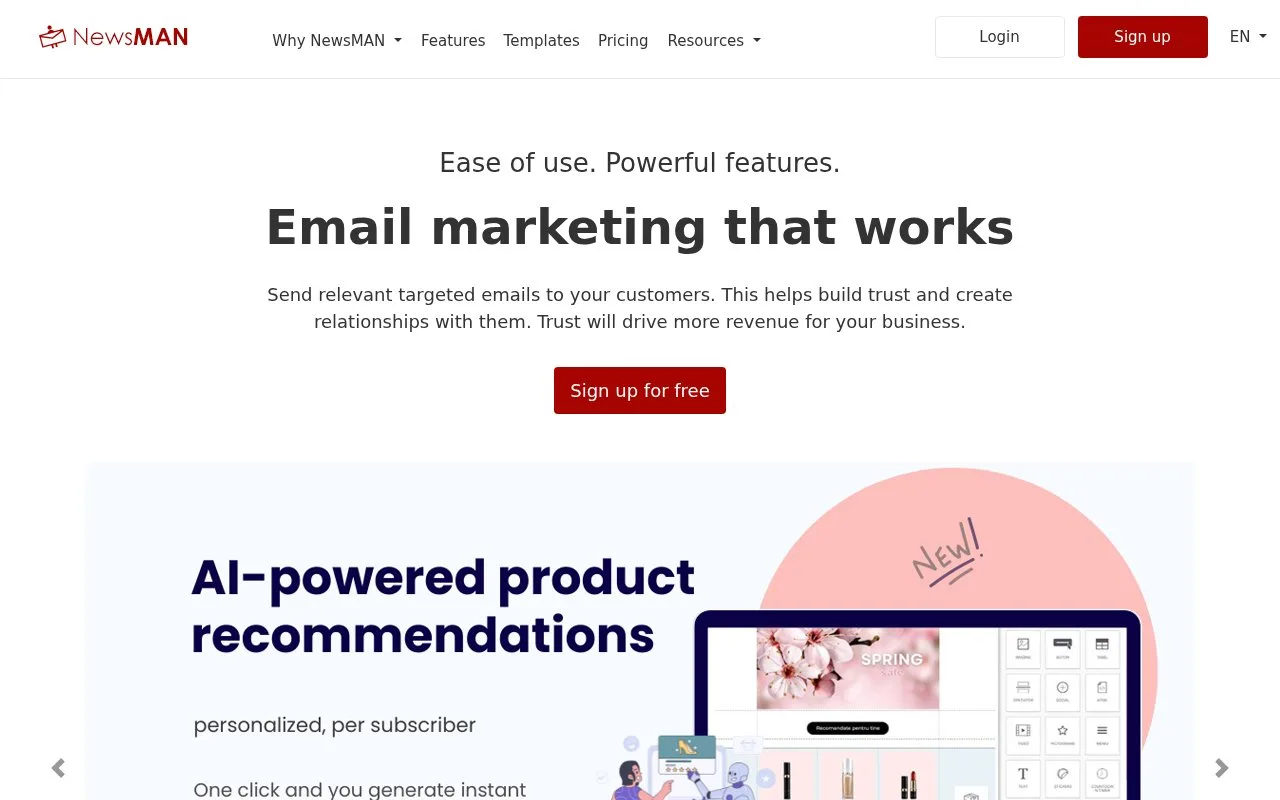Screenshot of the NewsMAN homepage