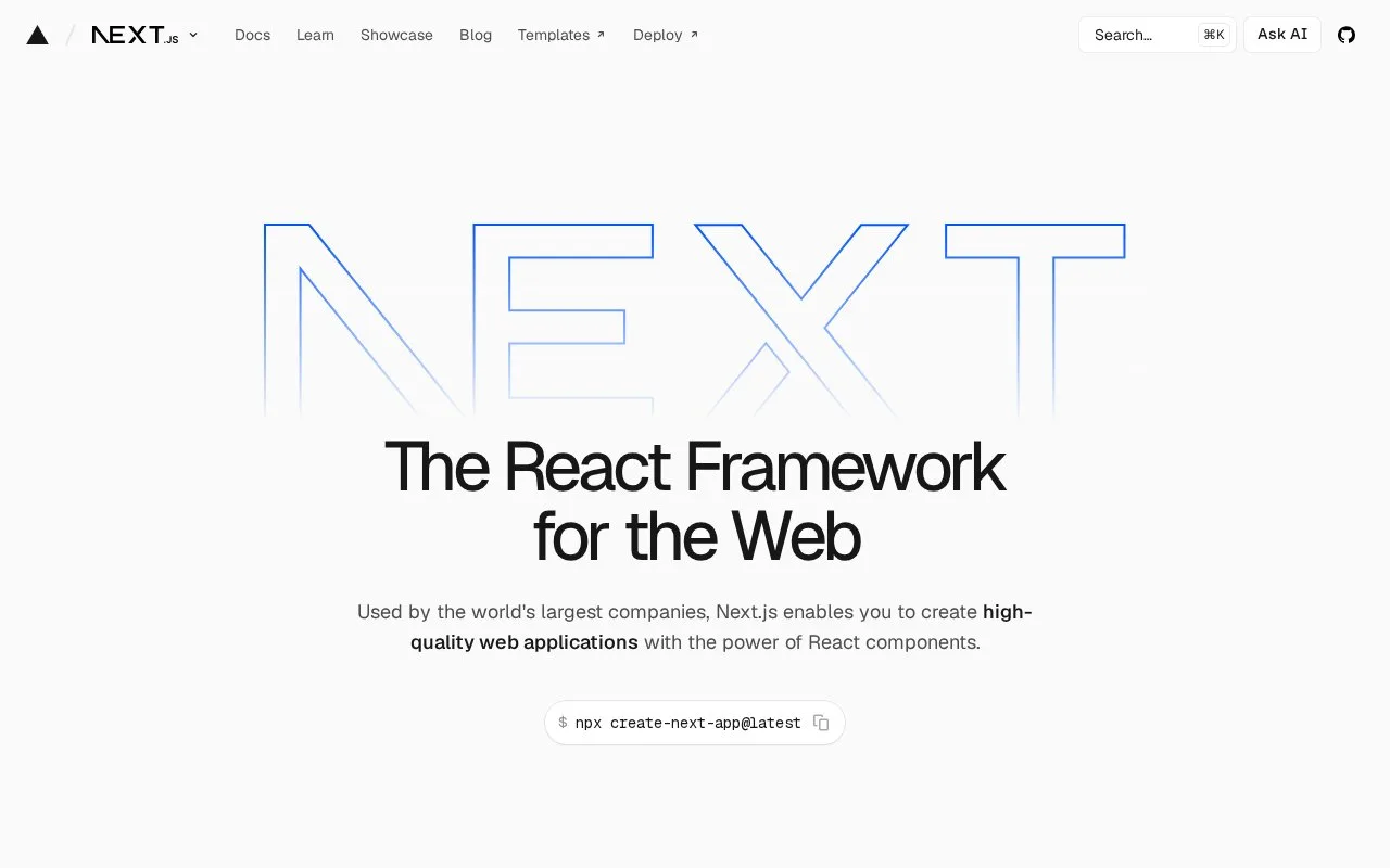 Screenshot of the Next.js homepage