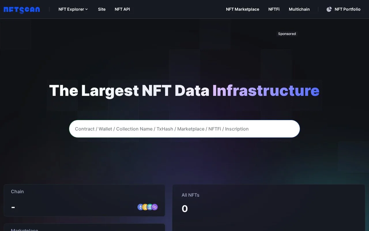 Screenshot of the NFTScan homepage