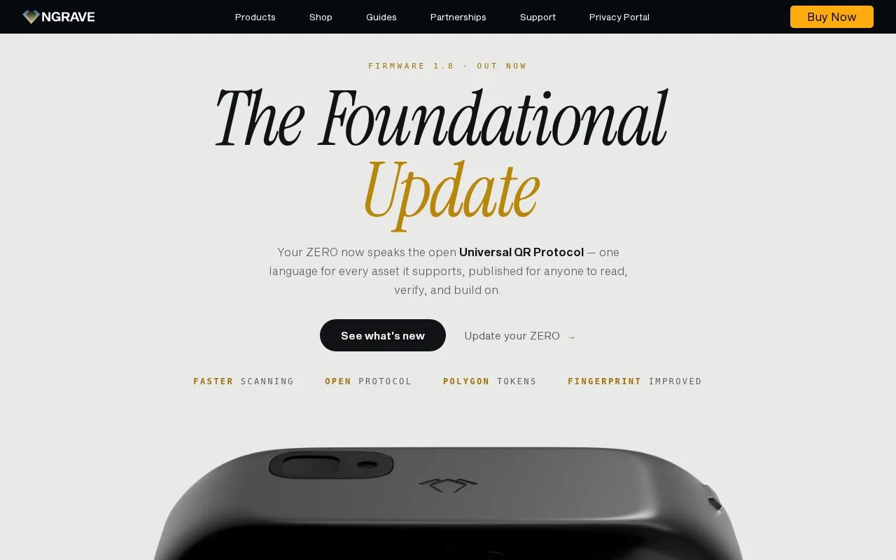 Screenshot of the NGRAVE homepage
