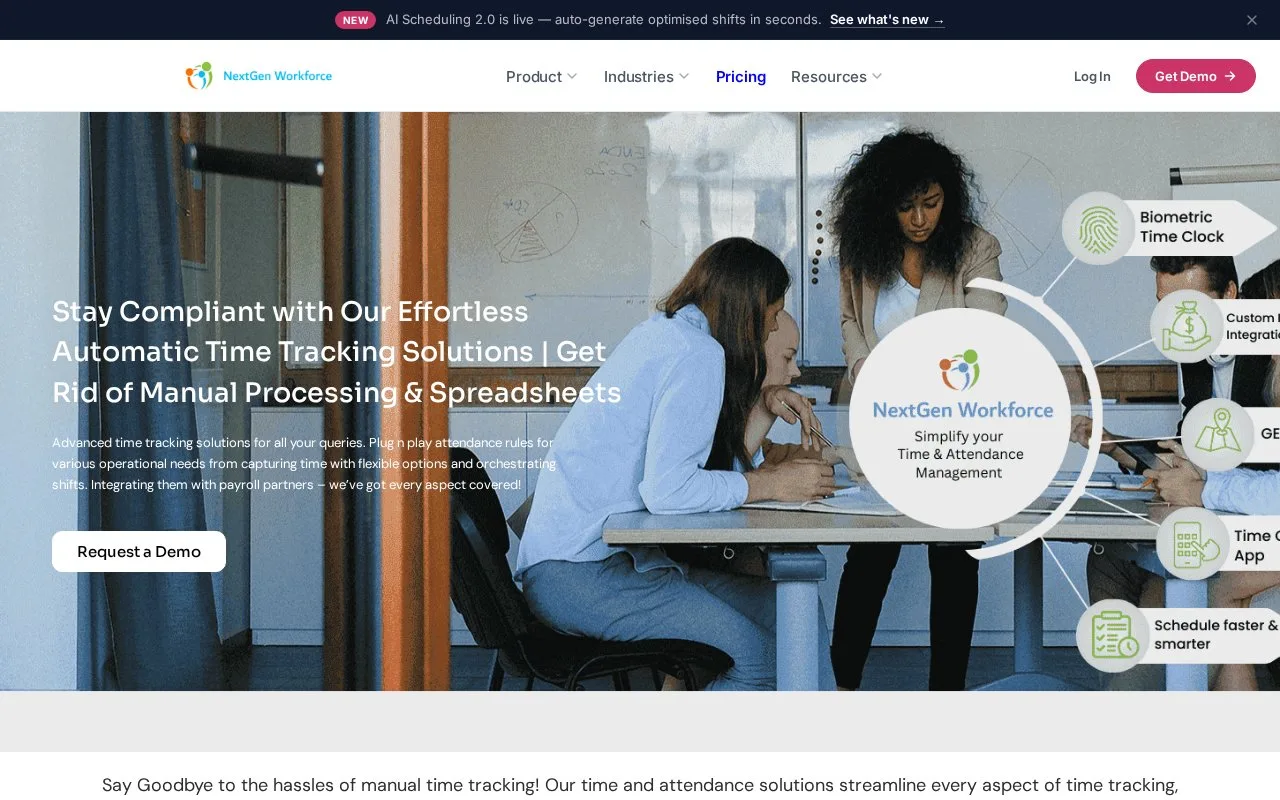 Screenshot of the NextGen Workforce homepage