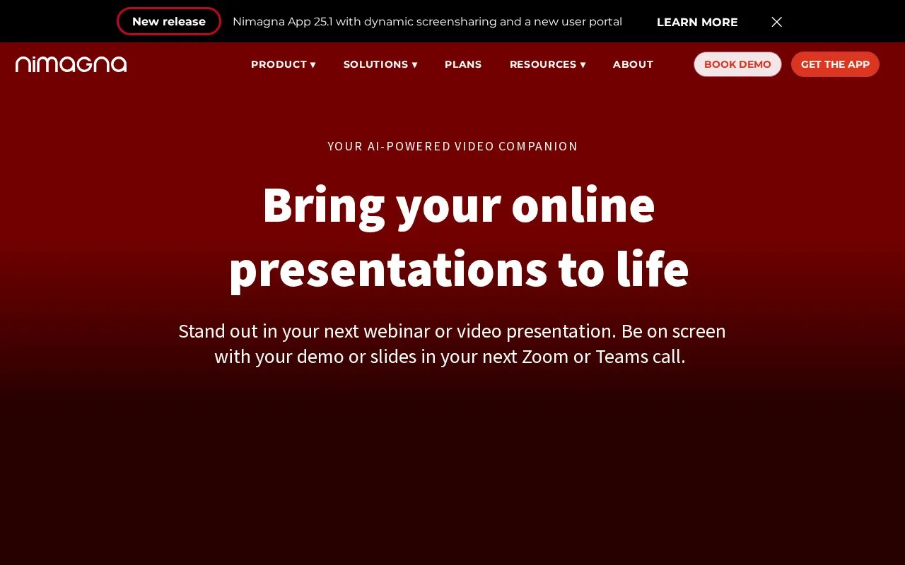 Screenshot of the Nimagna homepage