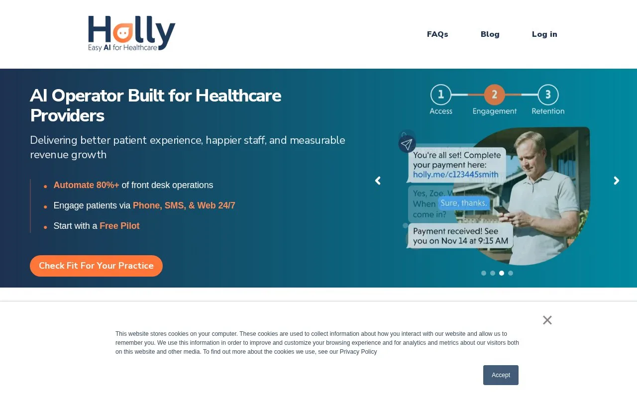 Screenshot of the Holly homepage