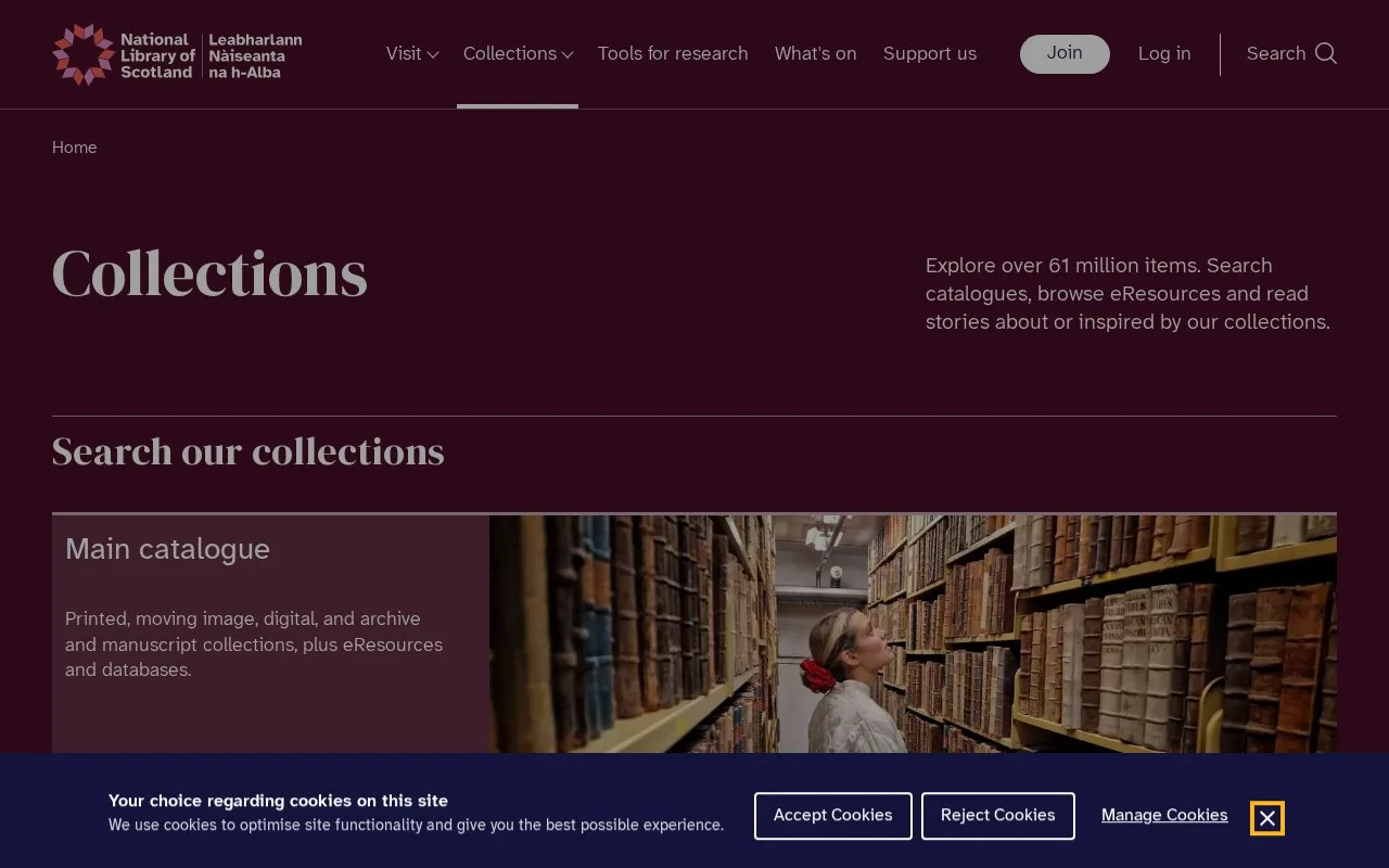 Screenshot of the National Library of Scotland Images homepage