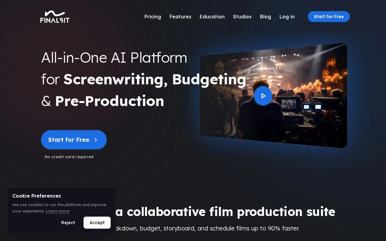 Screenshot of the FinalBit homepage