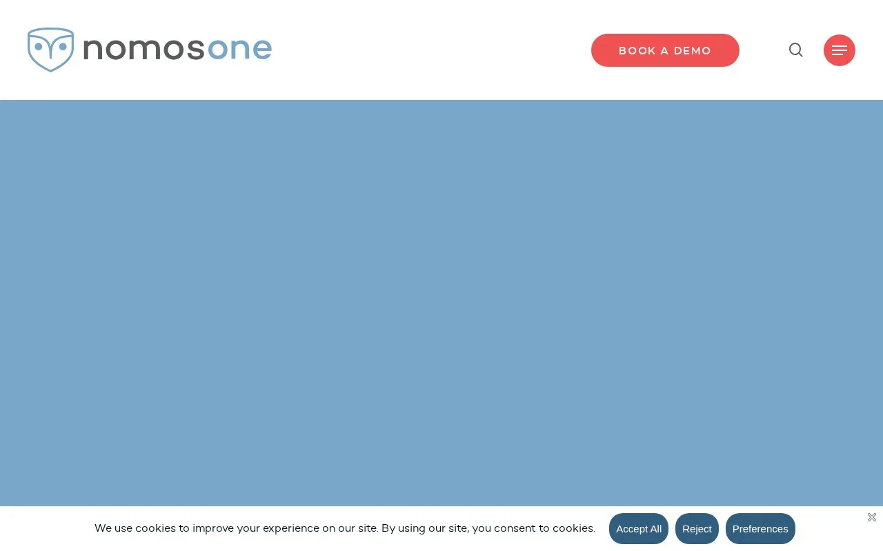 Screenshot of the Nomos One homepage