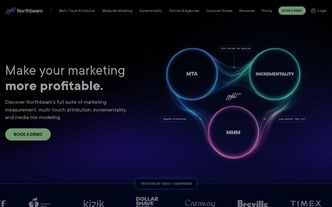 Screenshot of the Northbeam homepage