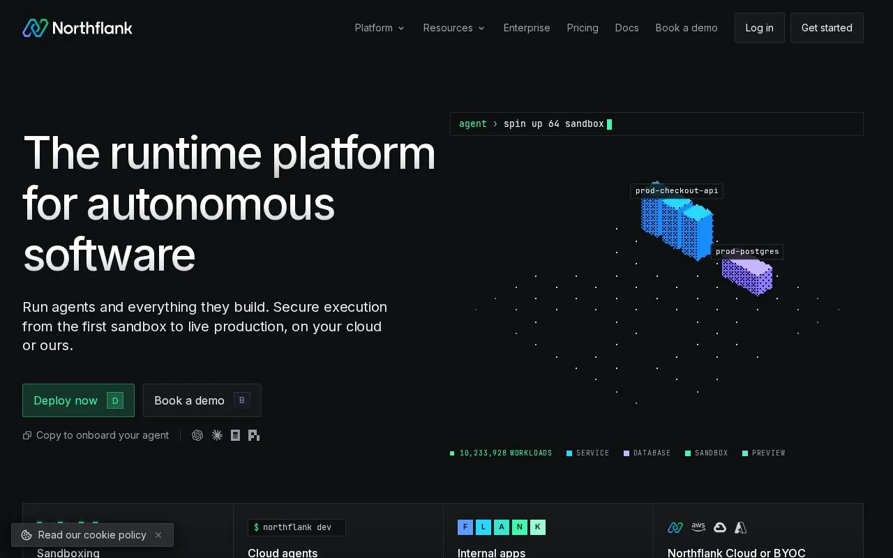 Screenshot of the Northflank homepage
