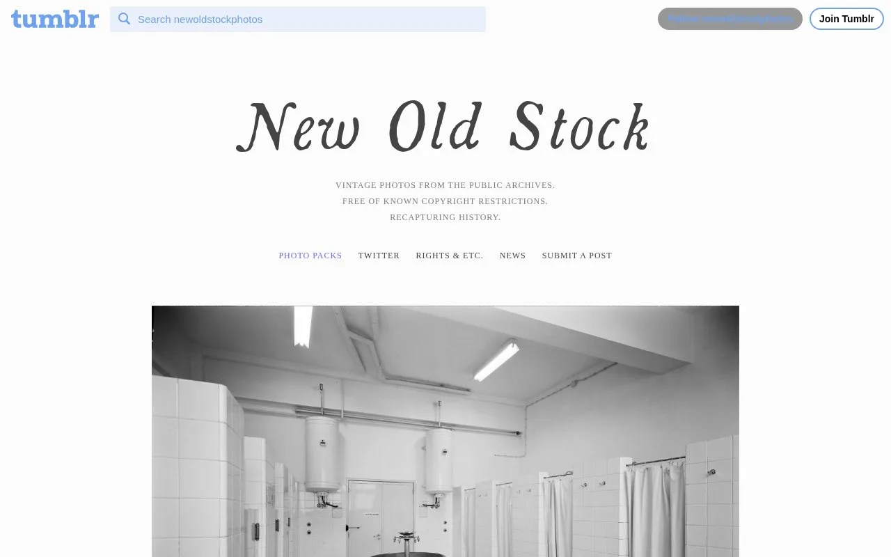 Screenshot of the New Old Stock homepage