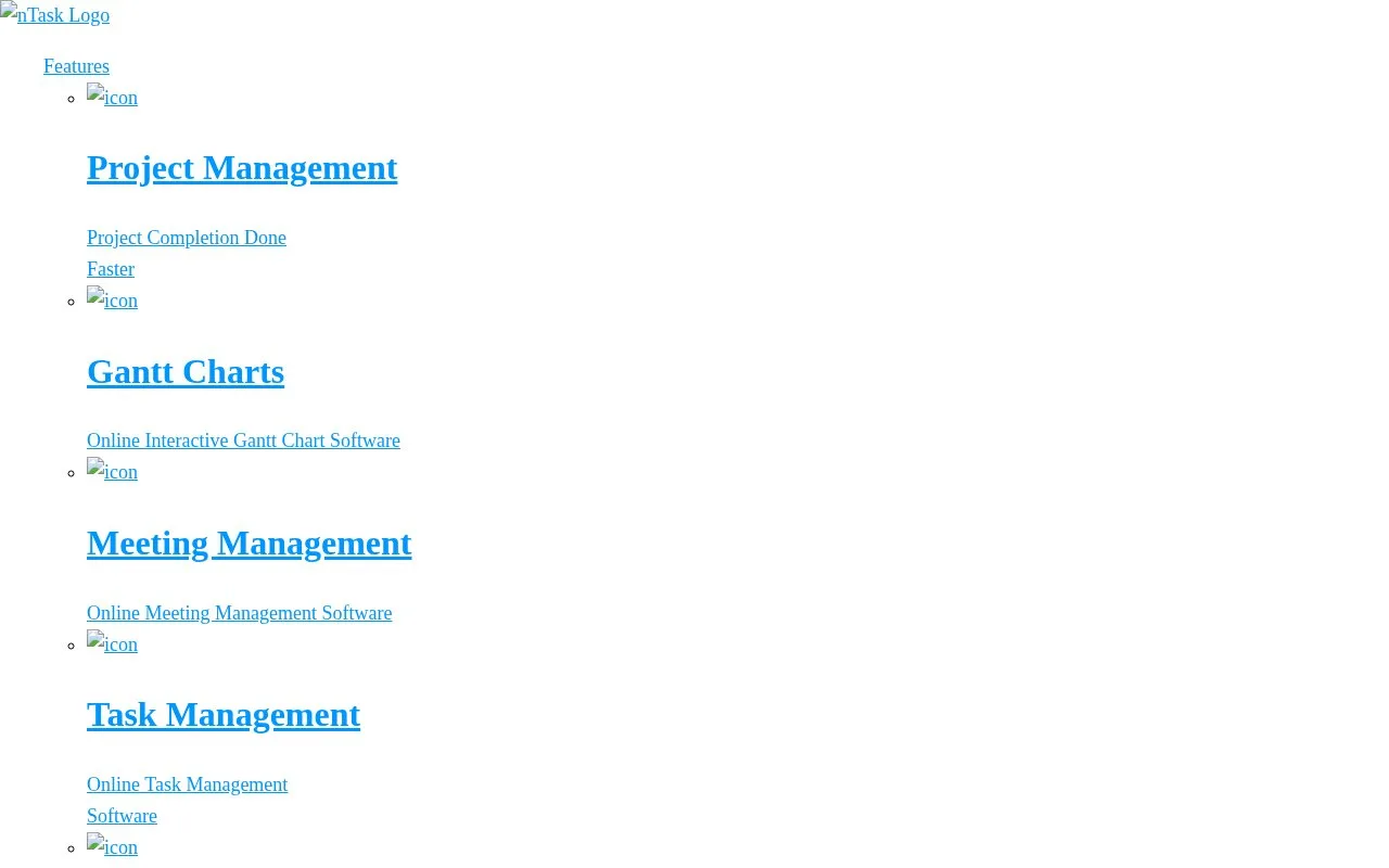 Screenshot of the nTask homepage