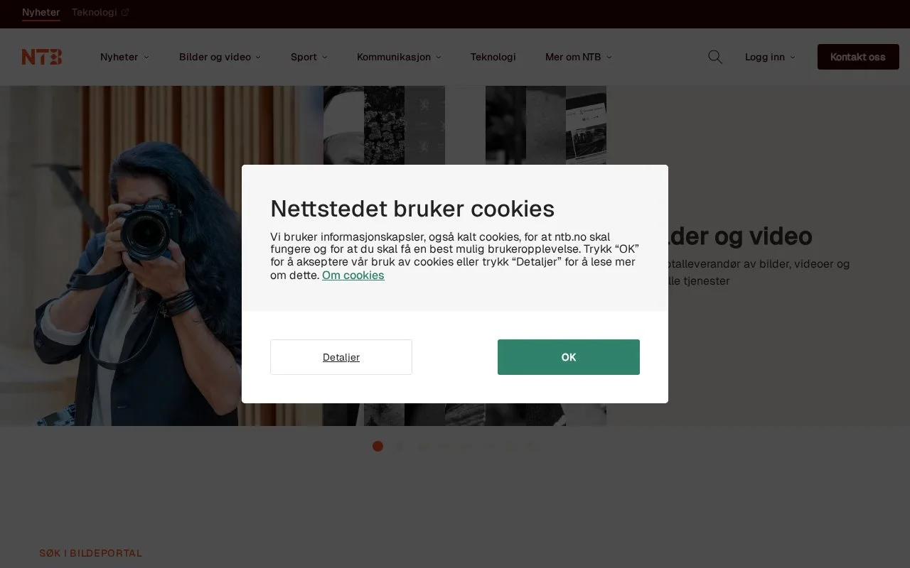 Screenshot of the NTB Images and Video homepage