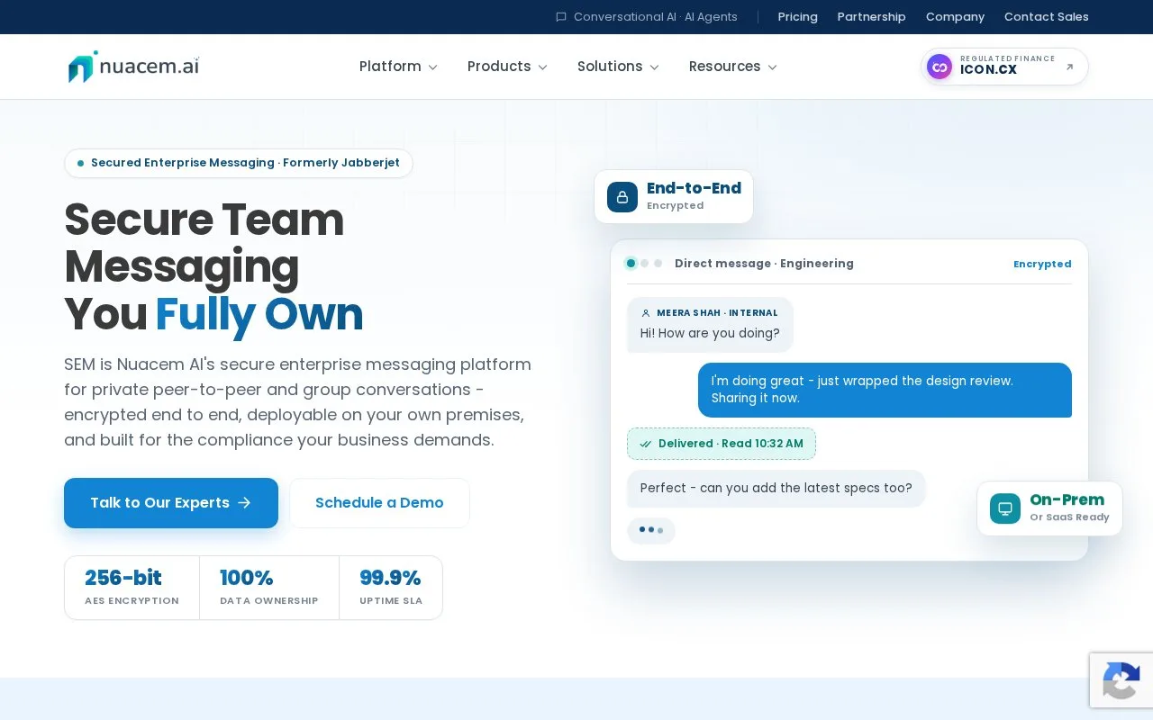 Screenshot of the Nuacem SEM Platform homepage