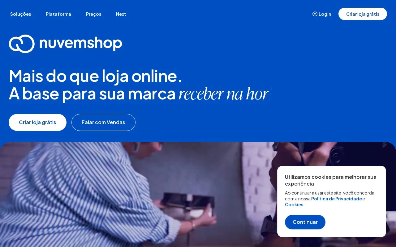 Screenshot of the Nuvemshop (Tiendanube) homepage