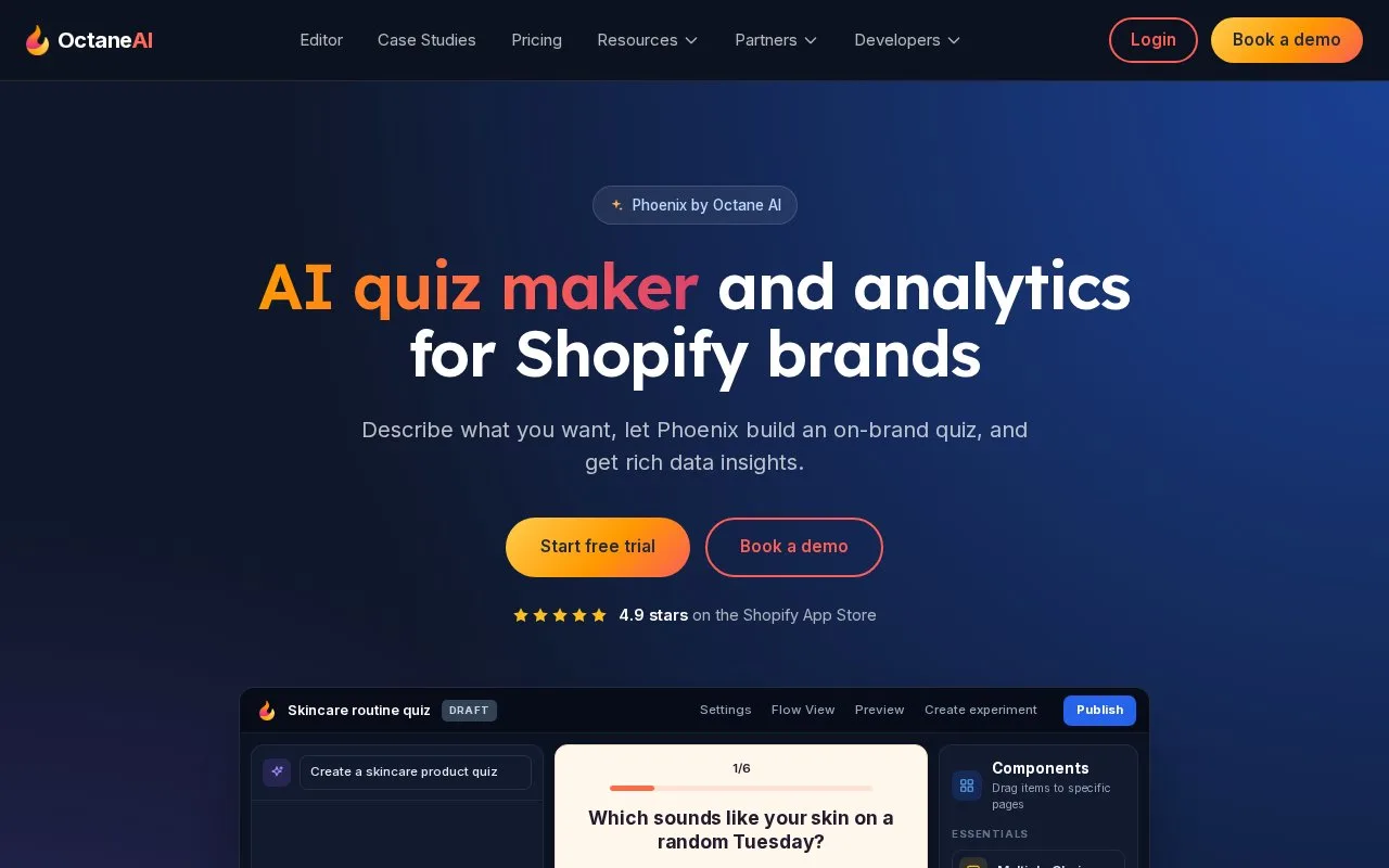 Screenshot of the Octane AI homepage