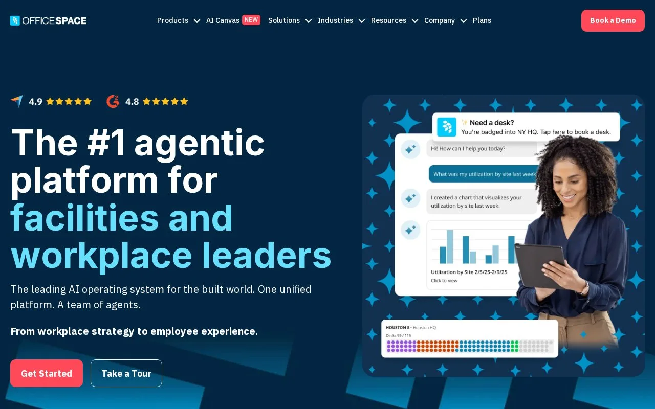 Screenshot of the OfficeSpace homepage