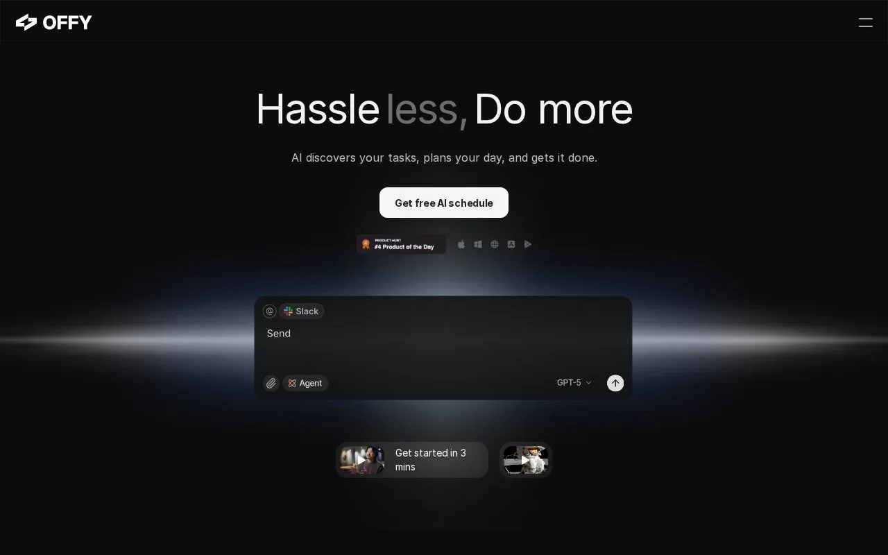 Screenshot of the OFFLIGHT homepage