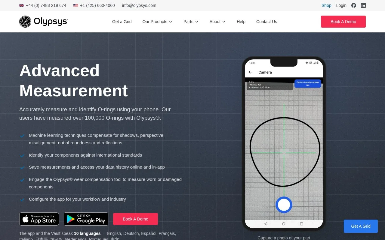 Screenshot of the Olypsys homepage