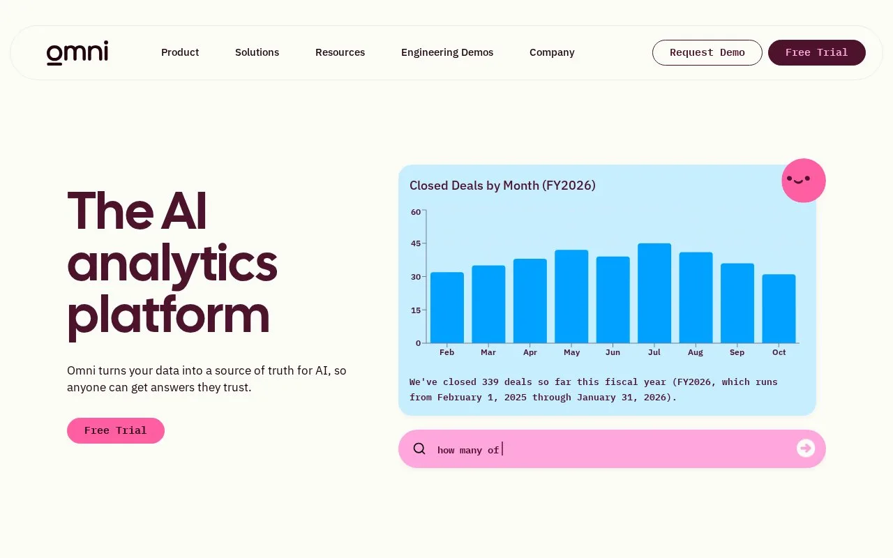 Screenshot of the Omni homepage