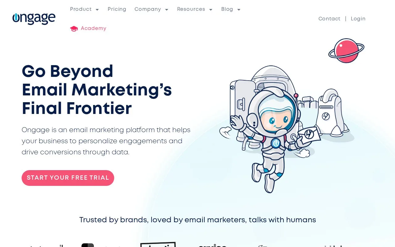 Screenshot of the Ongage homepage