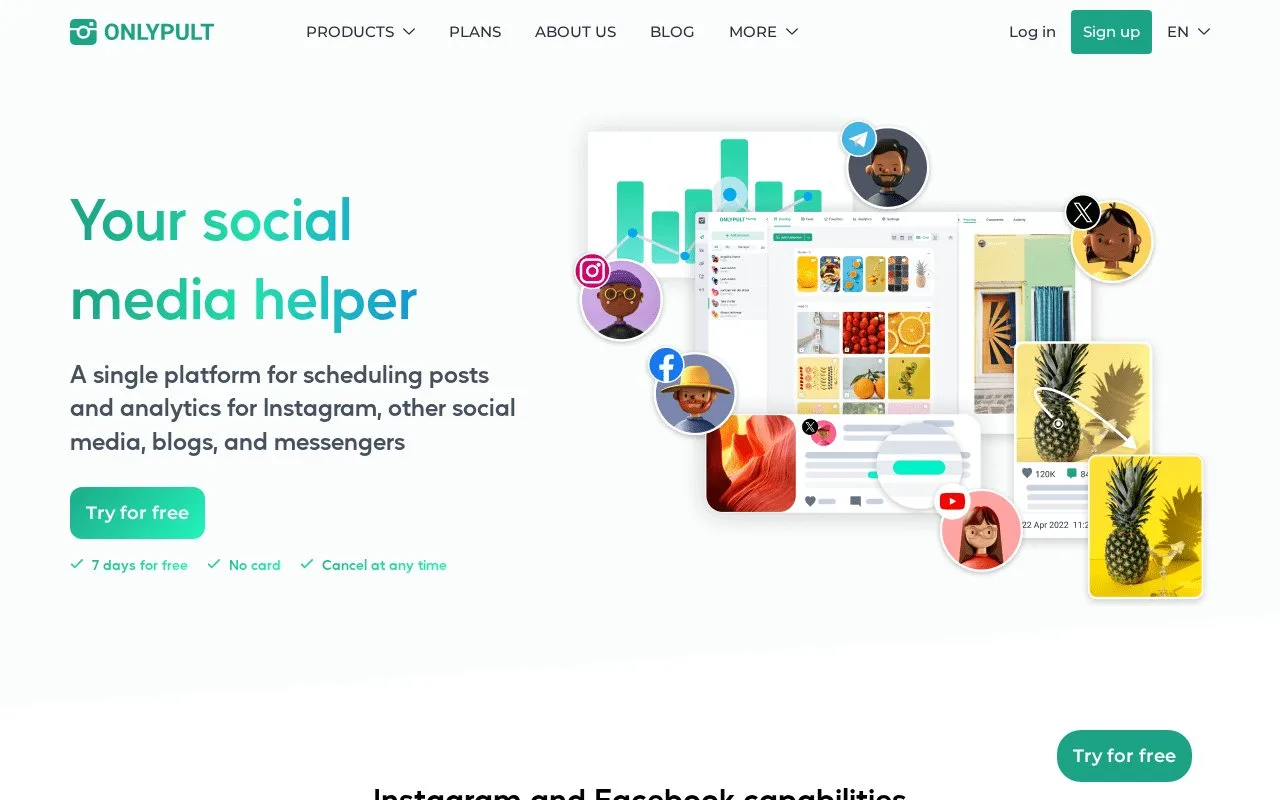 Screenshot of the Onlypult homepage