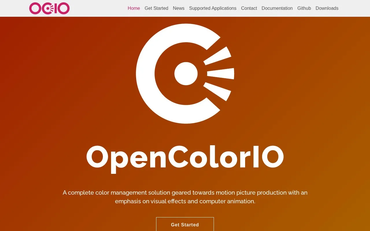Screenshot of the OpenColorIO homepage