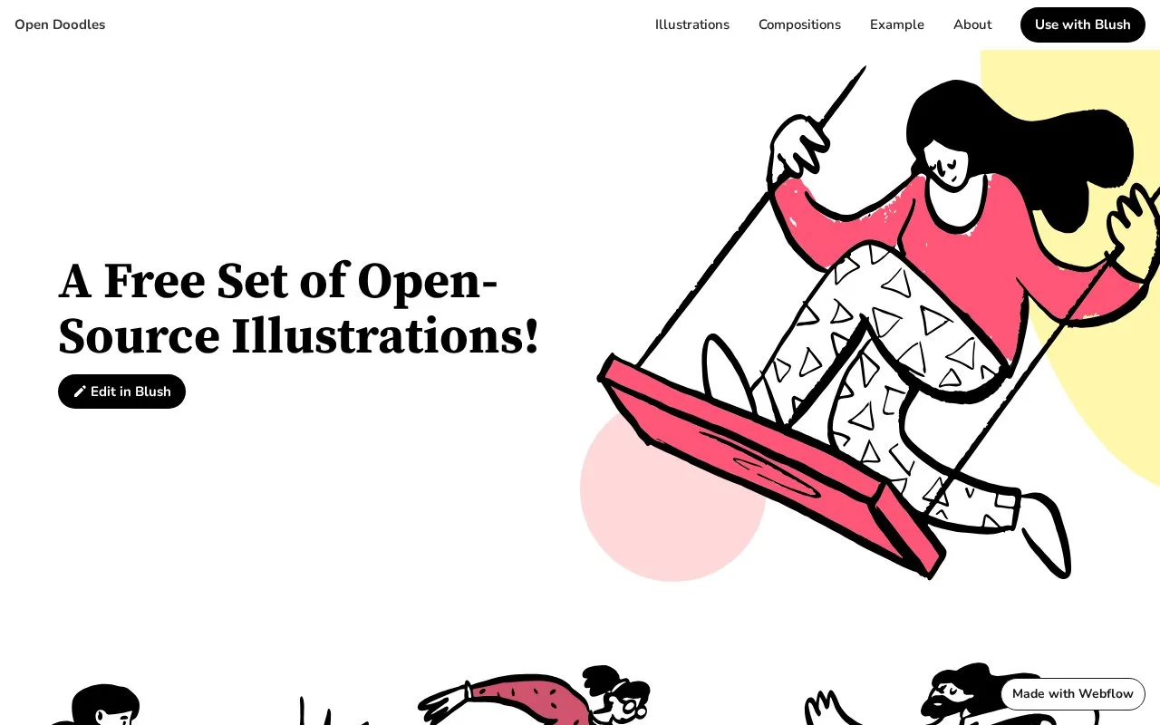 Screenshot of the Open Doodles homepage