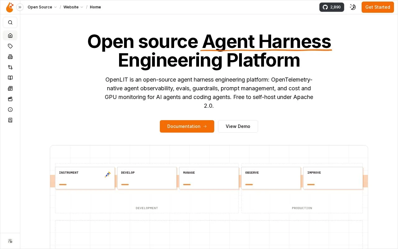 Screenshot of the OpenLIT homepage