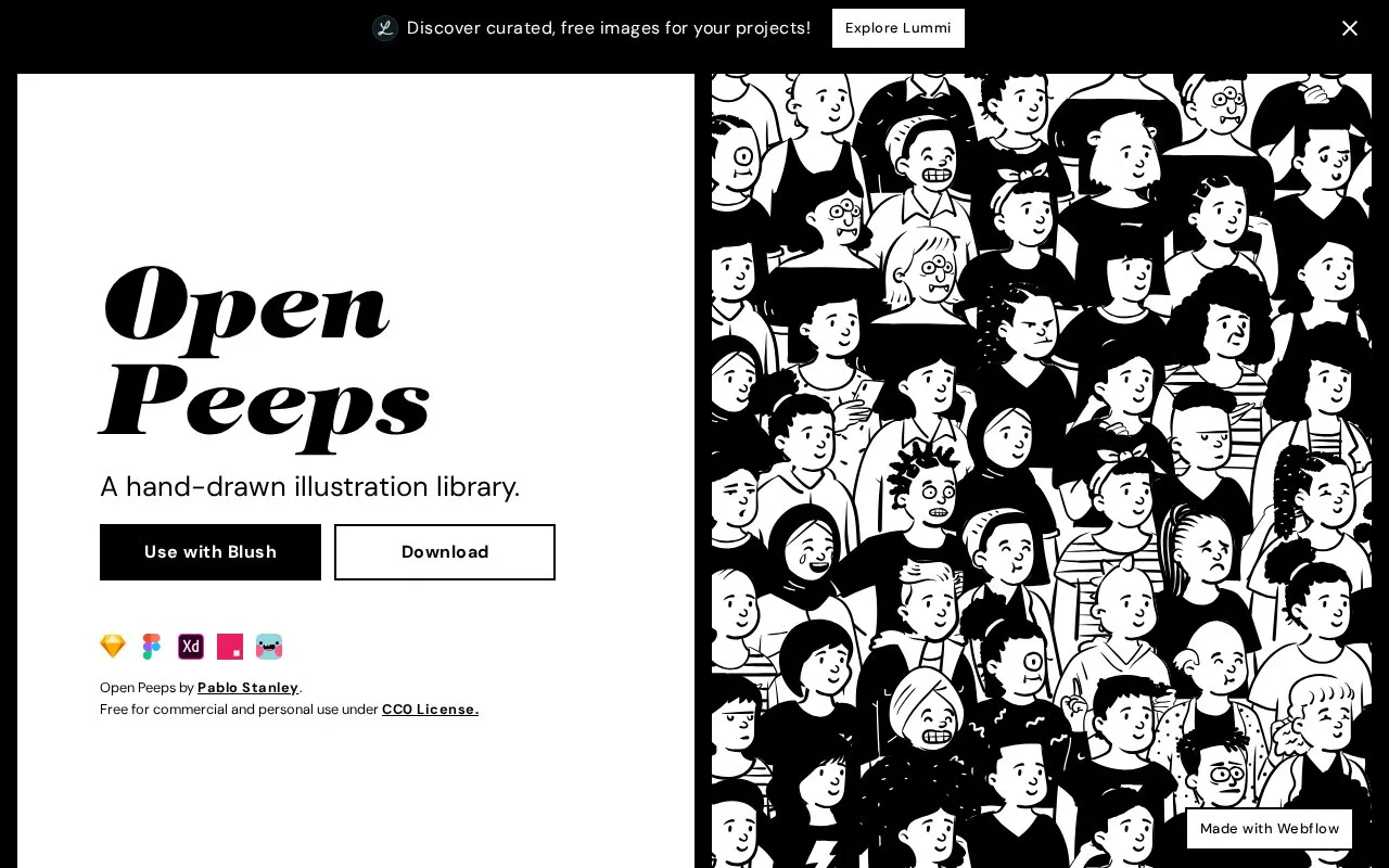 Screenshot of the Open Peeps homepage