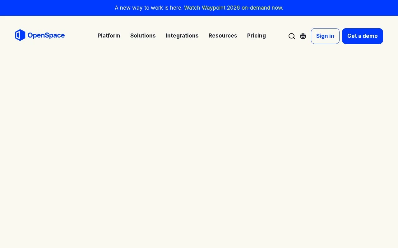 Screenshot of the OpenSpace homepage