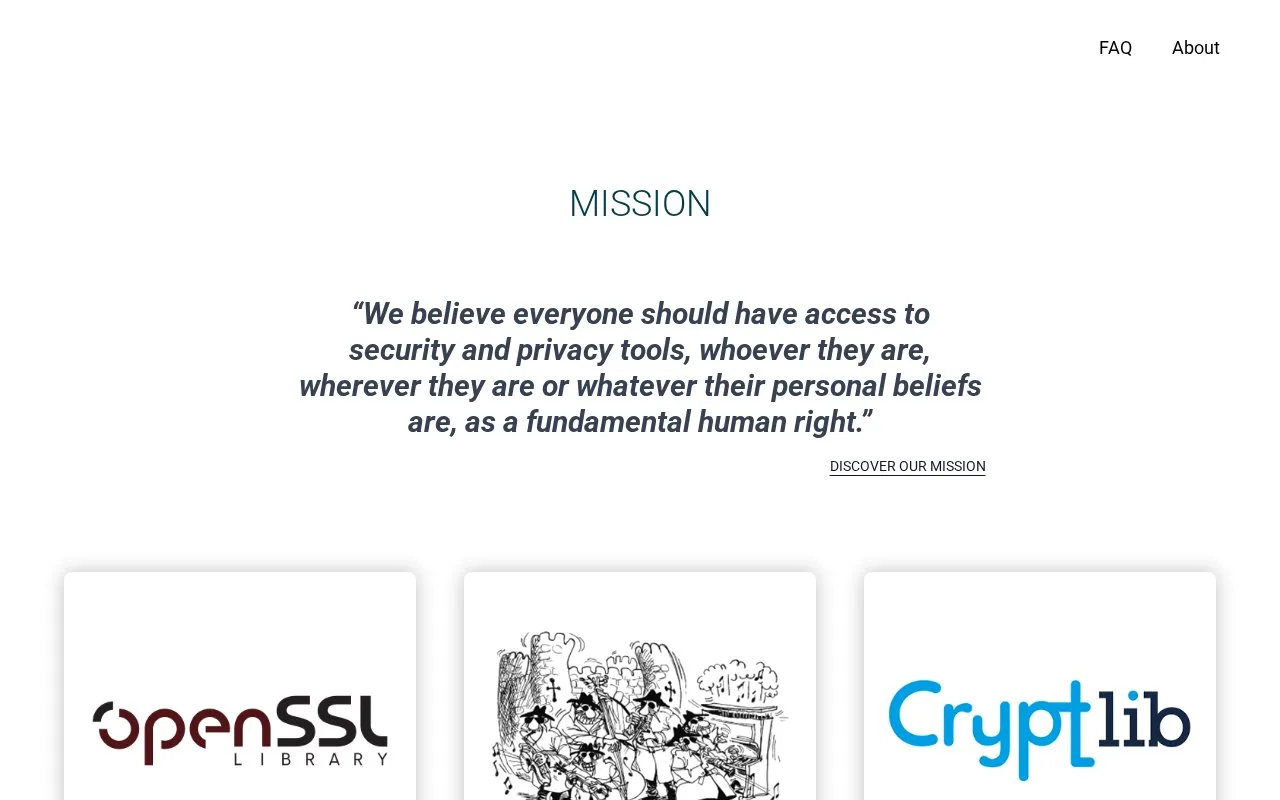 Screenshot of the OpenSSL homepage