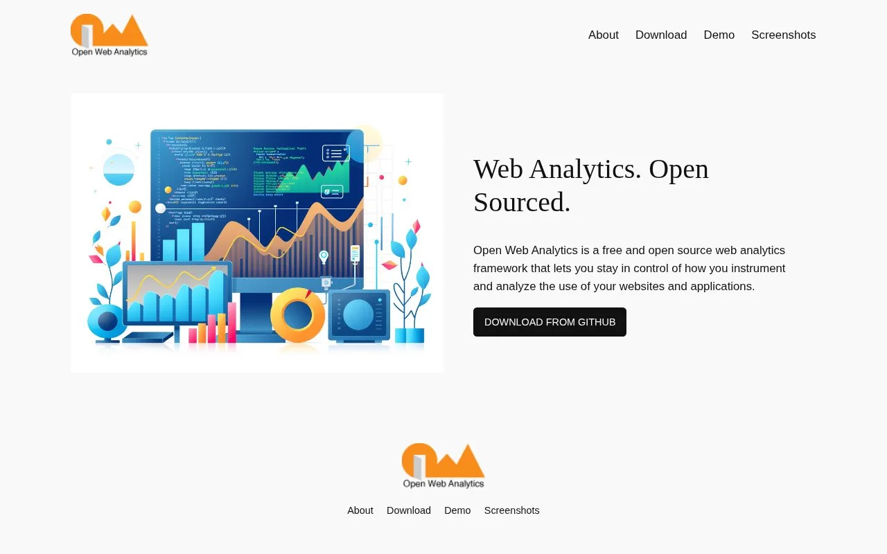 Screenshot of the Open Web Analytics homepage