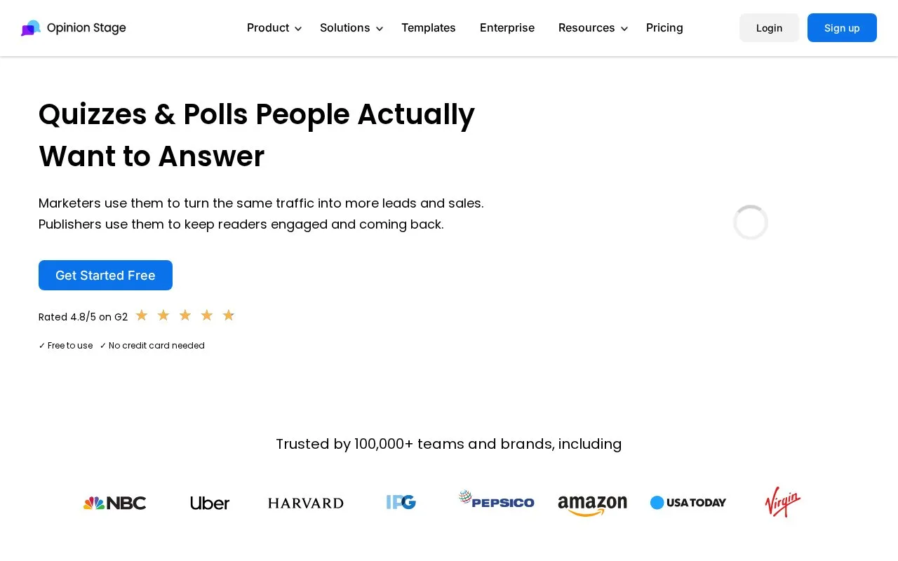 Screenshot of the Opinion Stage homepage