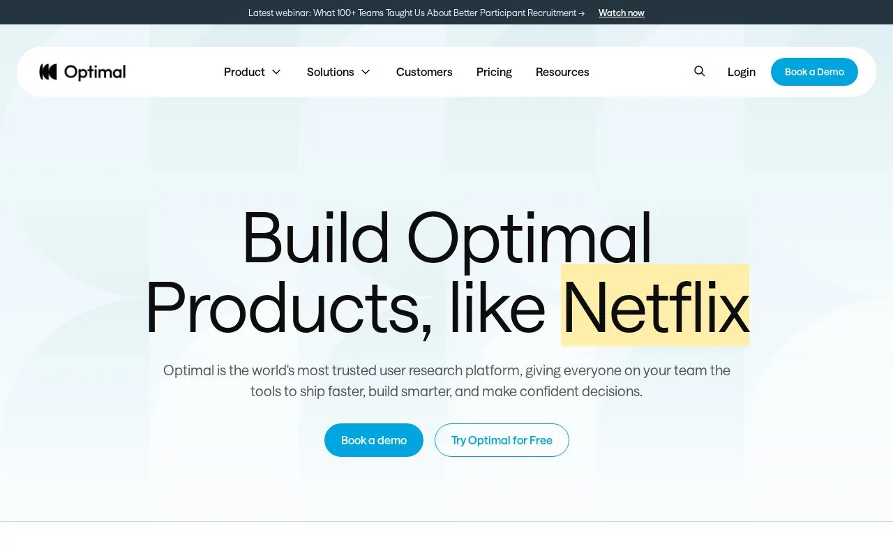 Screenshot of the Optimal Workshop homepage