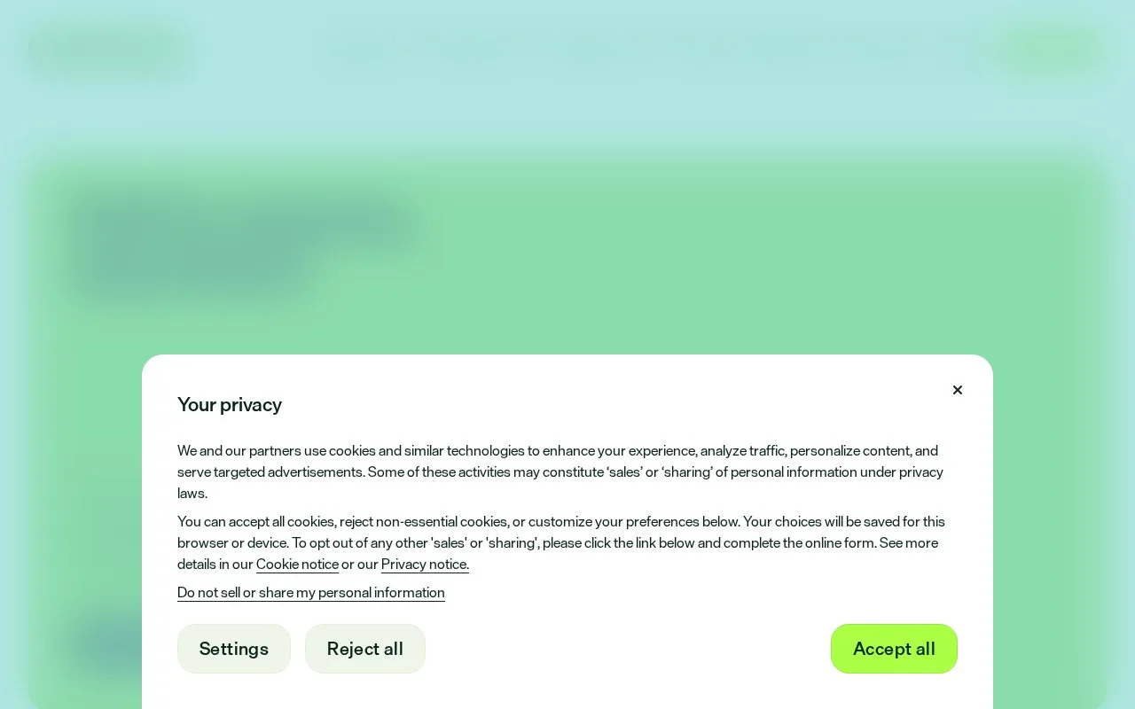 Screenshot of the Optimizely Commerce homepage