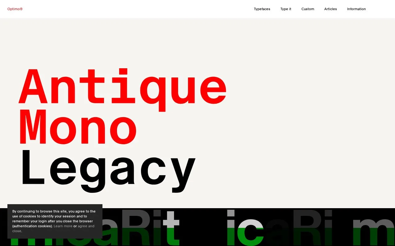 Screenshot of the Optimo homepage