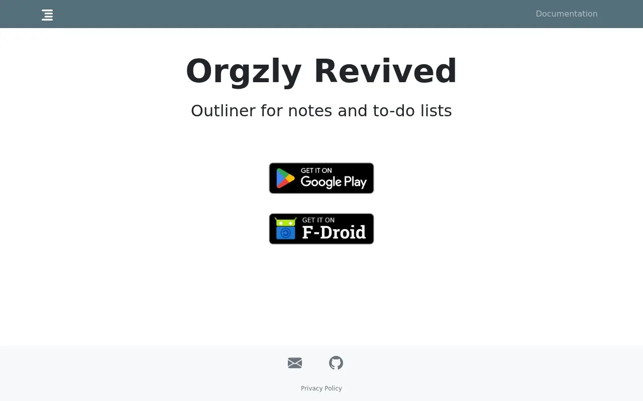 Screenshot of the Orgzly Revived homepage