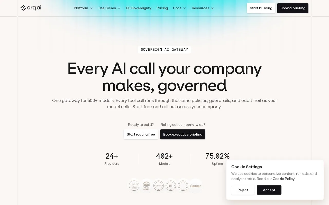Screenshot of the Orq.ai homepage