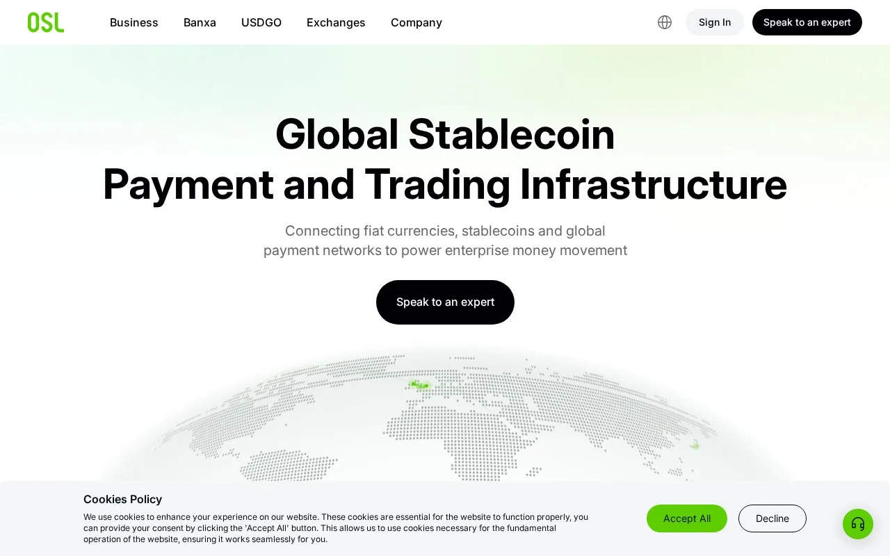 Screenshot of the OSL homepage